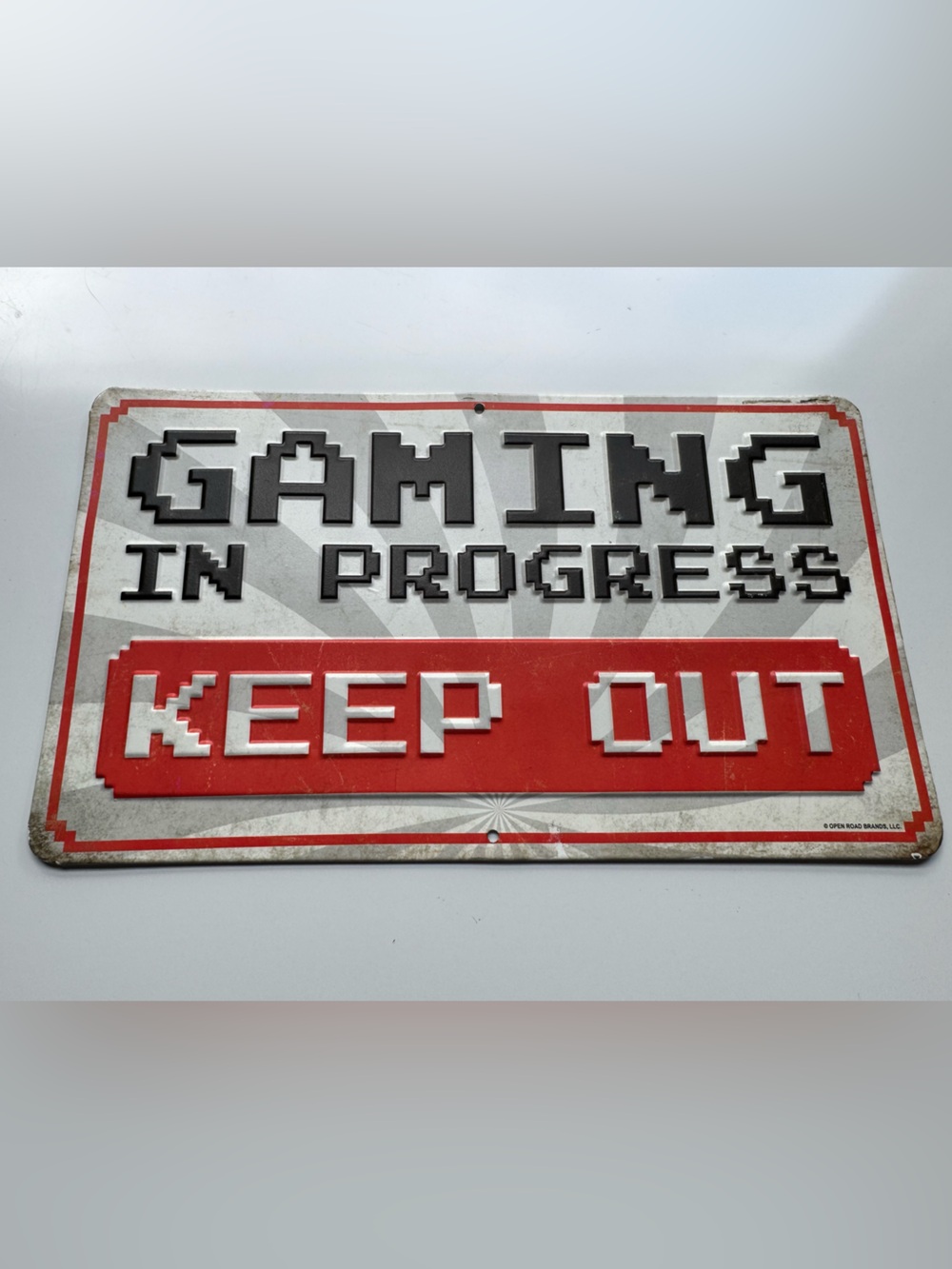 Gaming In Progress Keep Out Vintage Sign Gamer 12" x 7" Embossed Steel